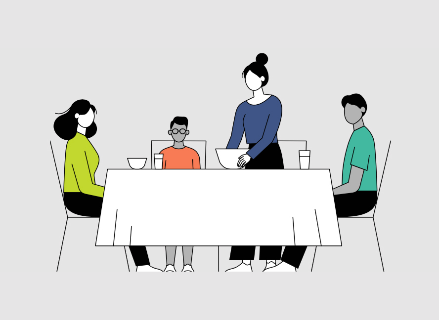 Visualization of family at dinner table